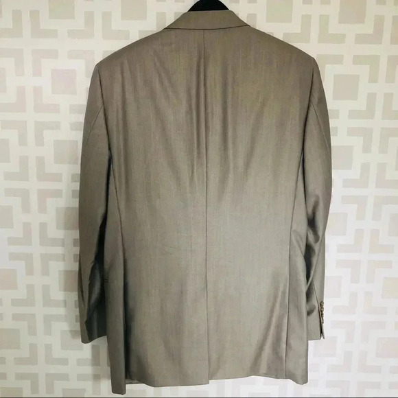 Jos A Bank Taupe Tan 2 Piece Suit Jacket and Pants 40L and 34L Wool Silk Blend - Picture 4 of 11